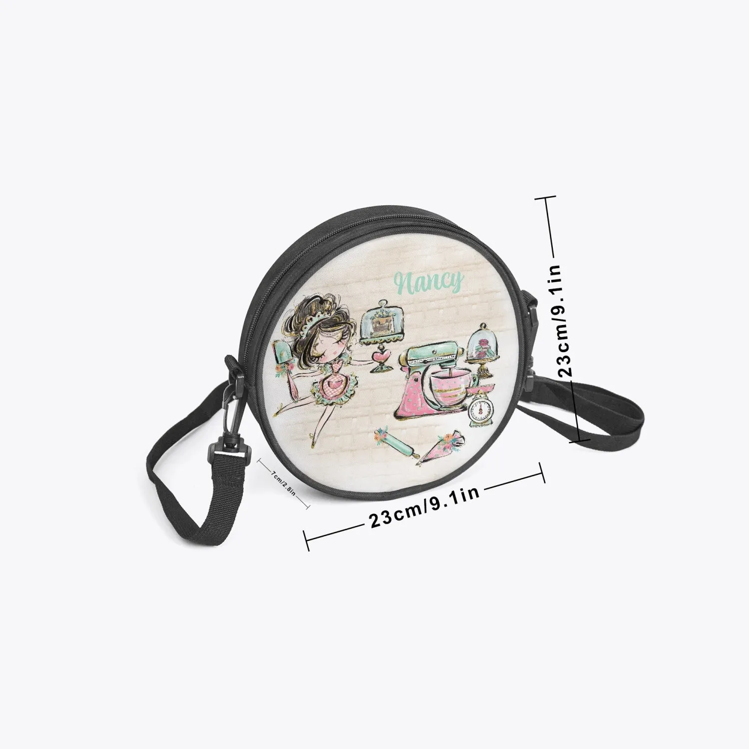 Round Satchel Bag, Baking Personalised