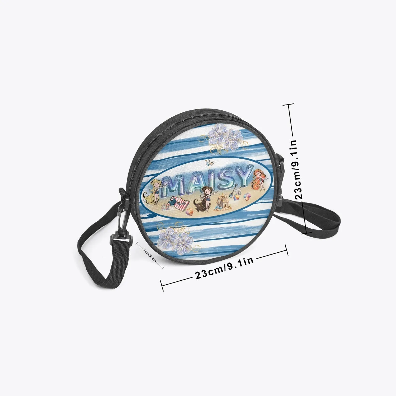 Round Satchel Bag, Beach Party, Personalised