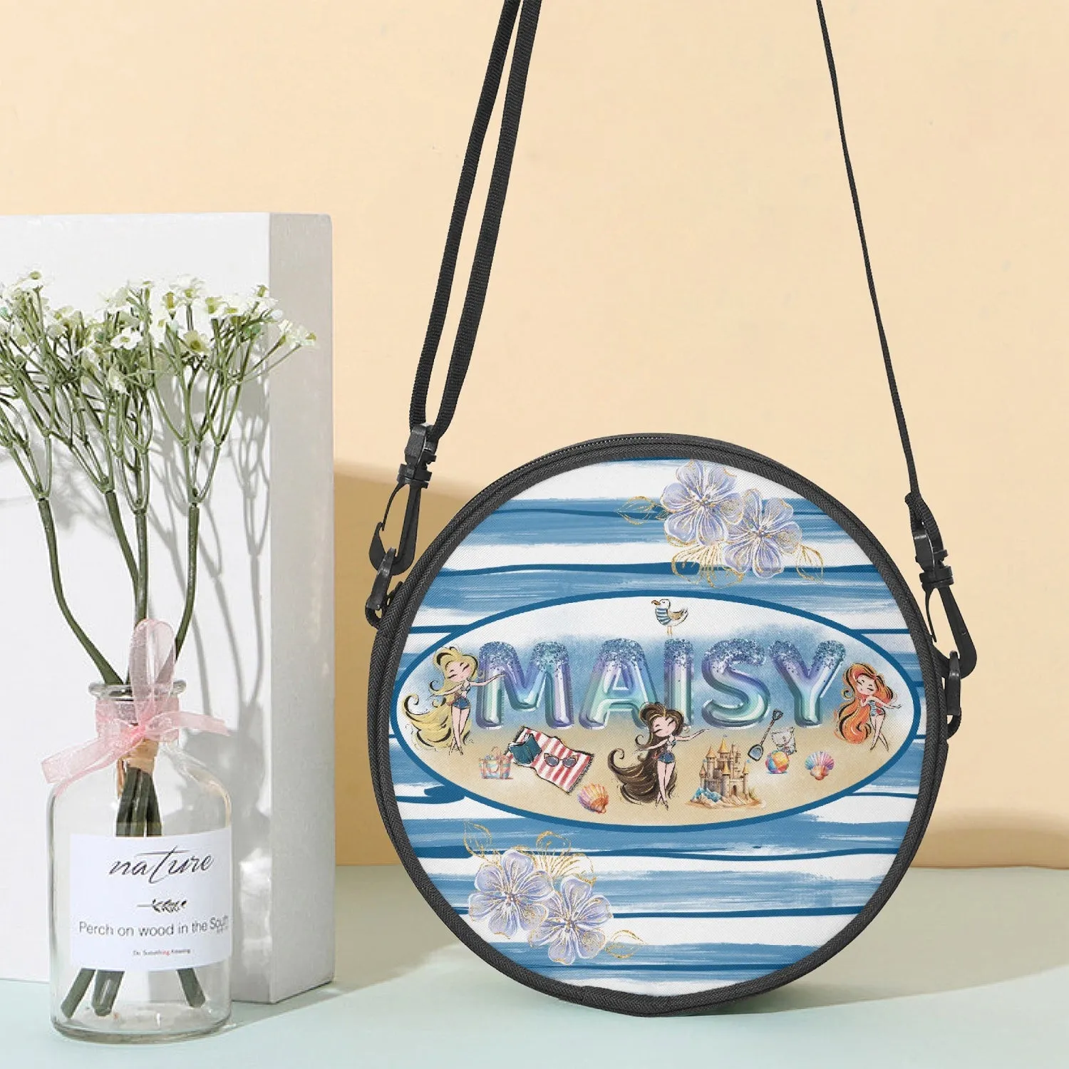 Round Satchel Bag, Beach Party, Personalised