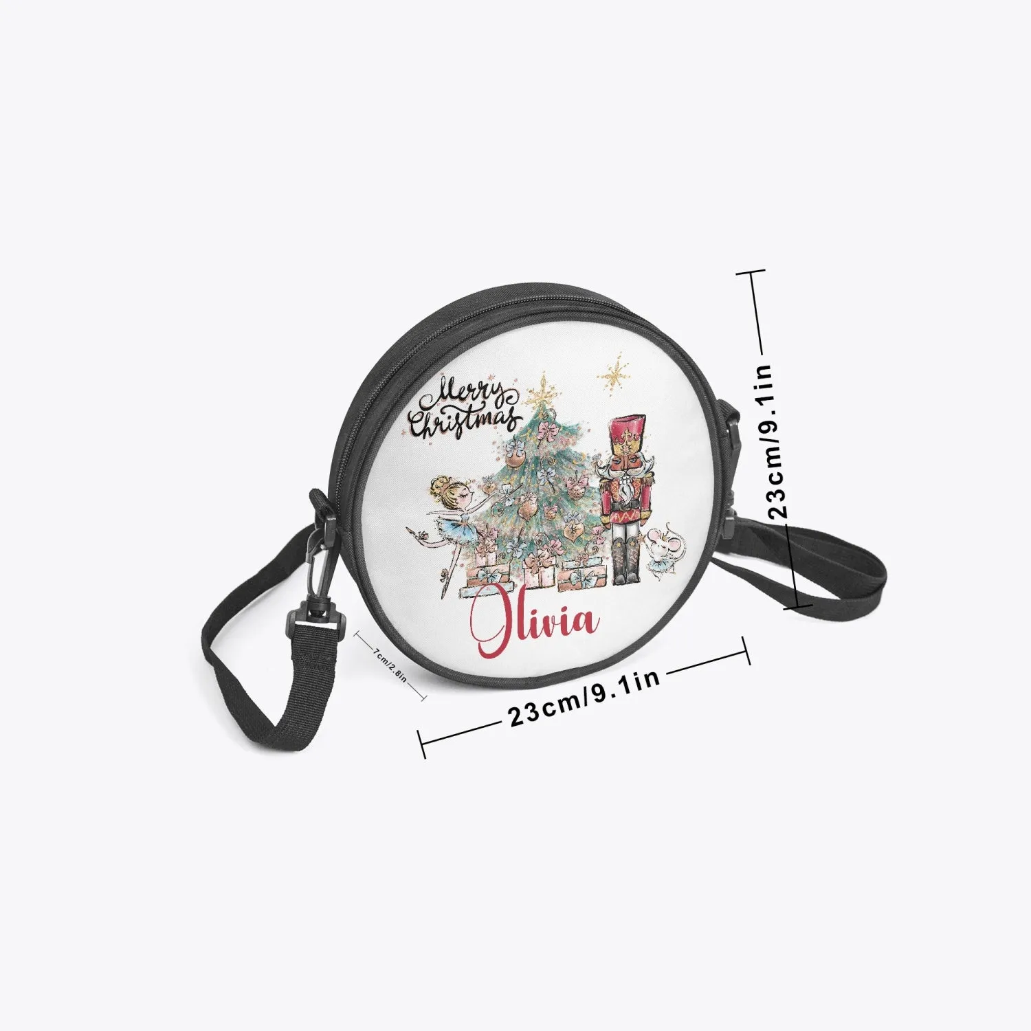 Round Satchel Bag, Christmas, Nutcracker, Personalised