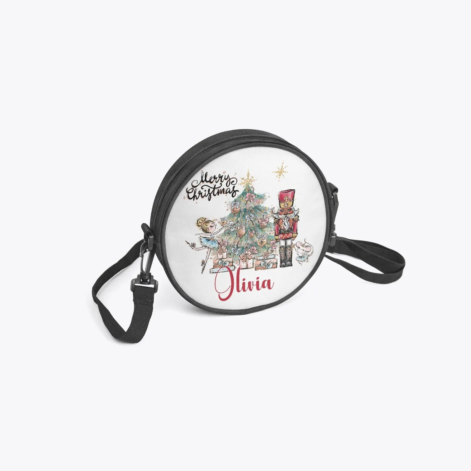 Round Satchel Bag, Christmas, Nutcracker, Personalised