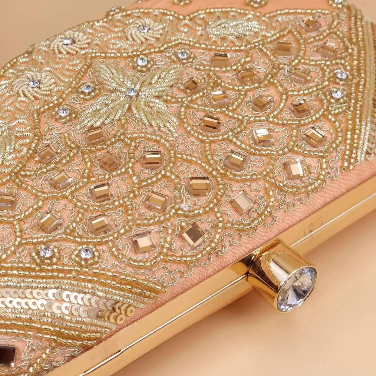 Rutba Bridal Clutch Bag Peach