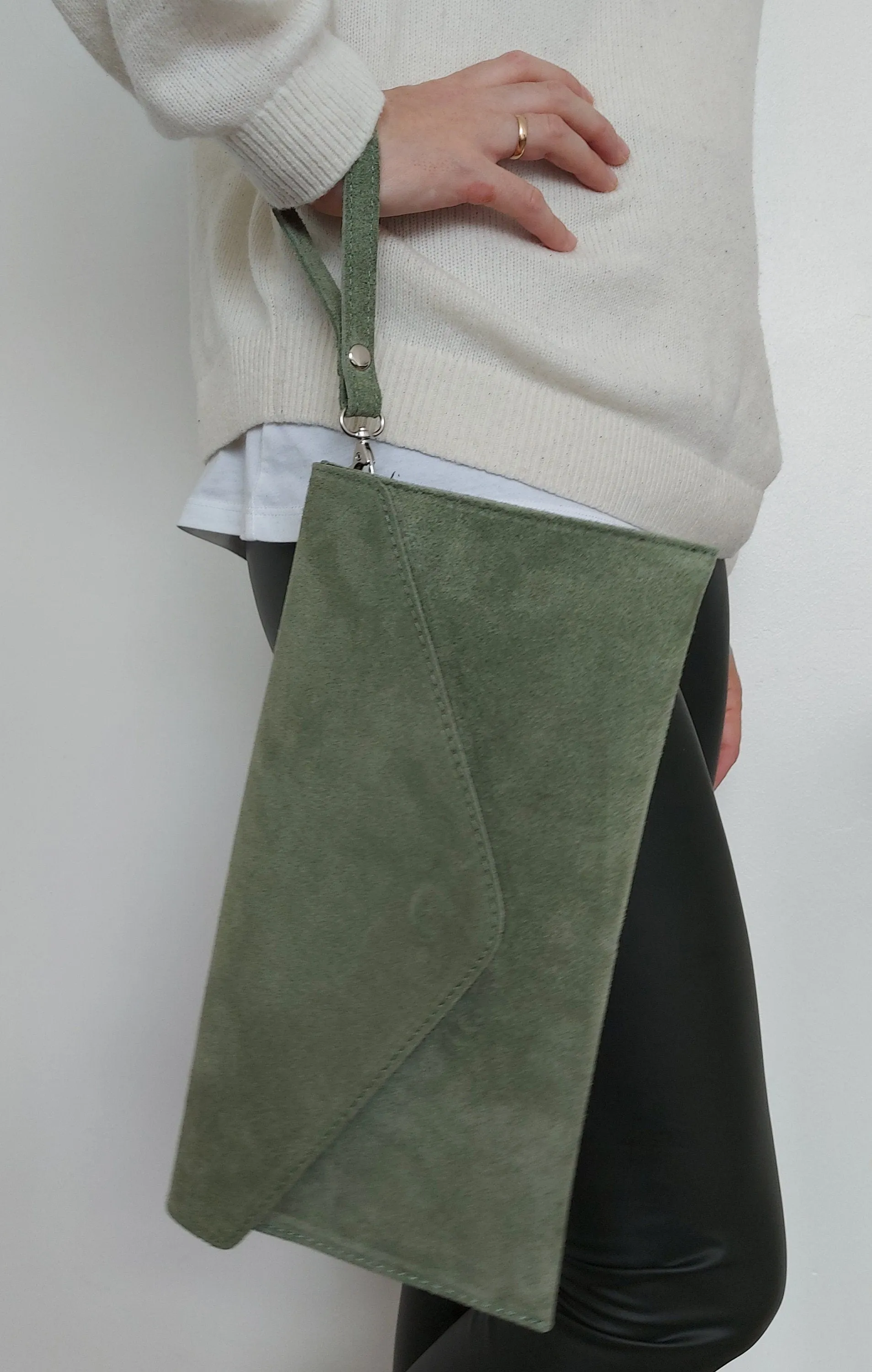 Sage Green Envelope Clutch Bag