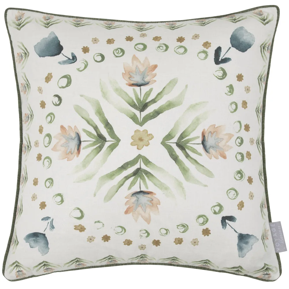 Sera Printed Piped Cushion Sage