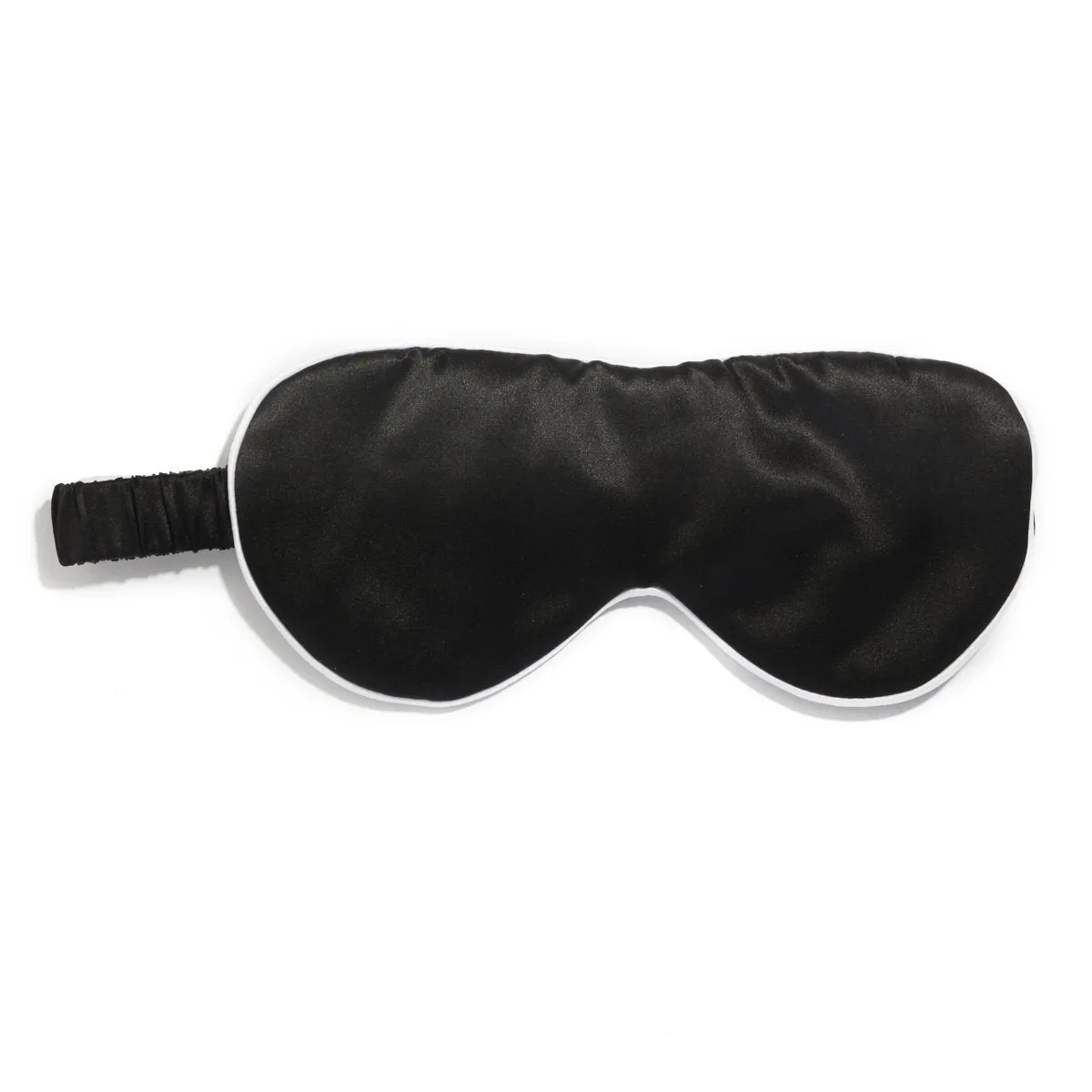 Silk Magnolia Silk Travel Eye Mask Black With White Piping