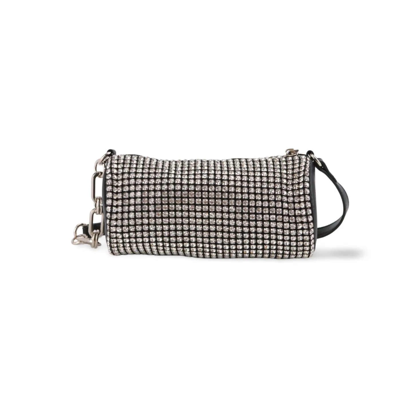 Silver and Gold Rhinestones Clutch Cylinder Evening Handbag For Women