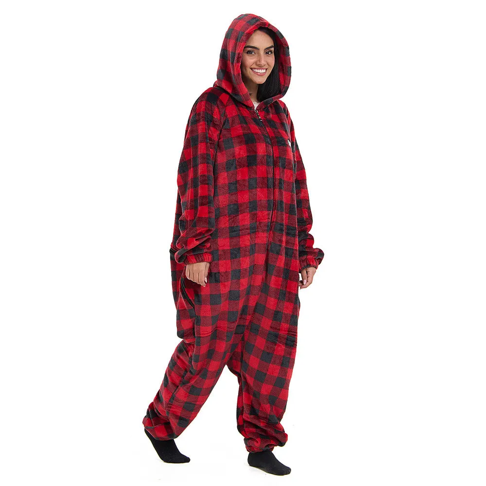 Snuggs Blanket Onesie Red Checkered