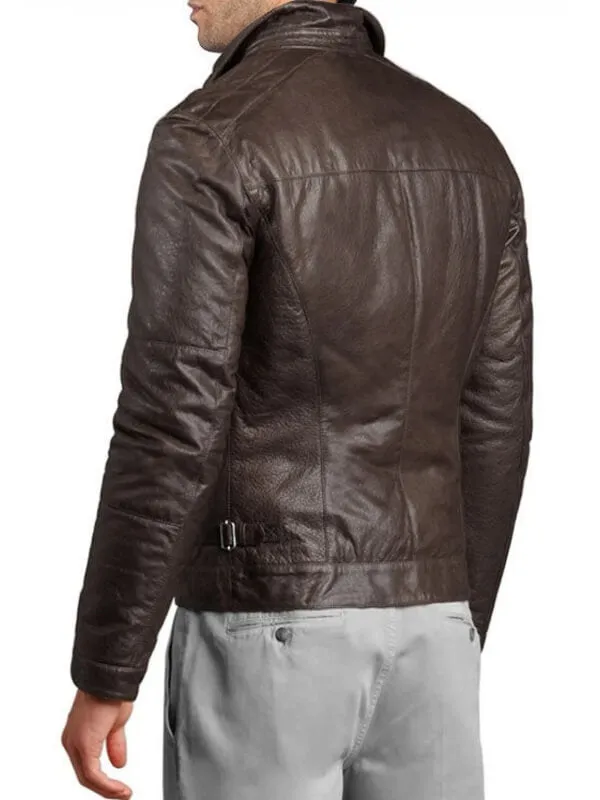 Soft Stylish Men's Genuine Lambskin Dark Brown Leather Jacket