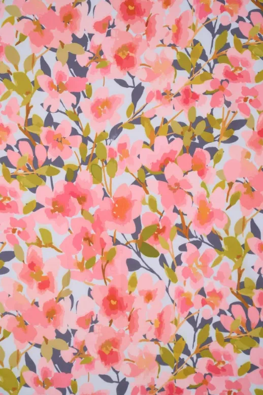 Soft Tone Pink Floral Pattern Printed Muslin Fabric