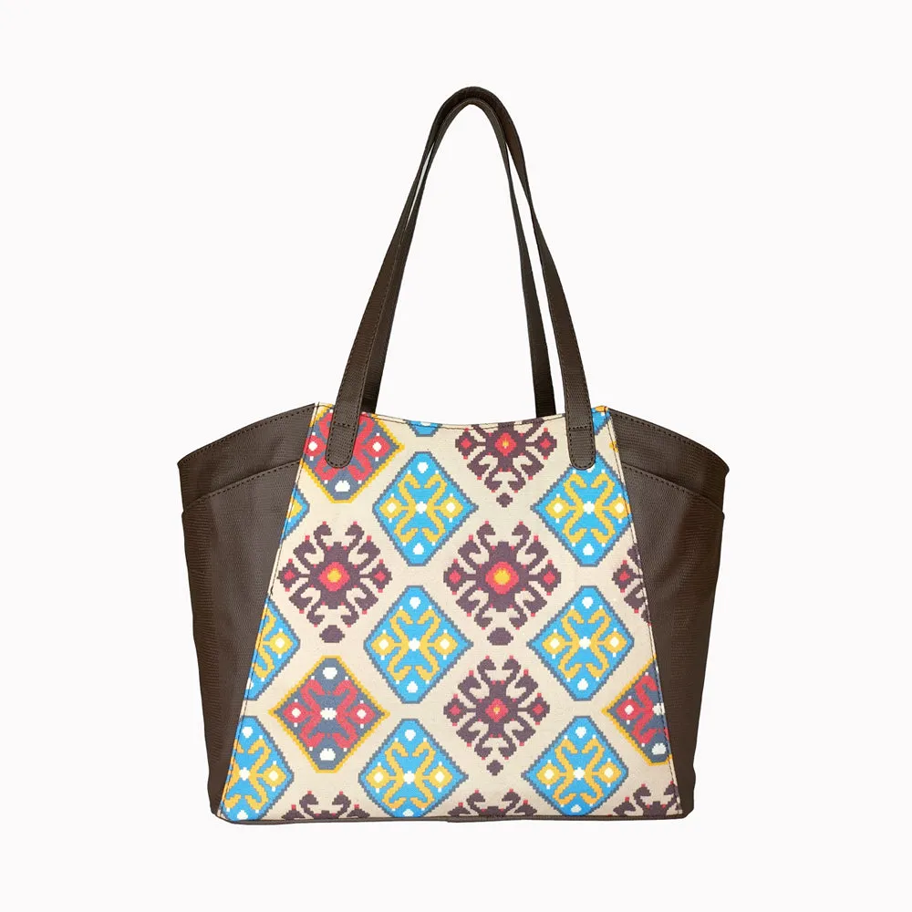 Sophisticated Blue Yellow Tote Bag Perfect For Women & Girls