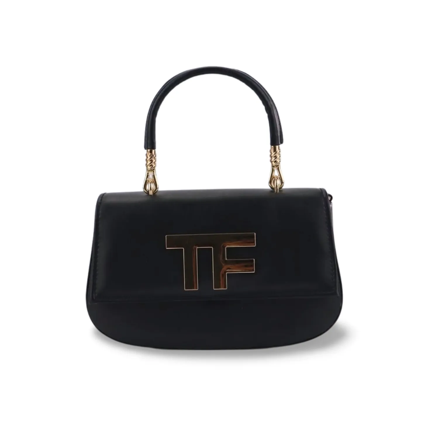 Sophisticated Faux Leather Purse with Gold TF Monogram