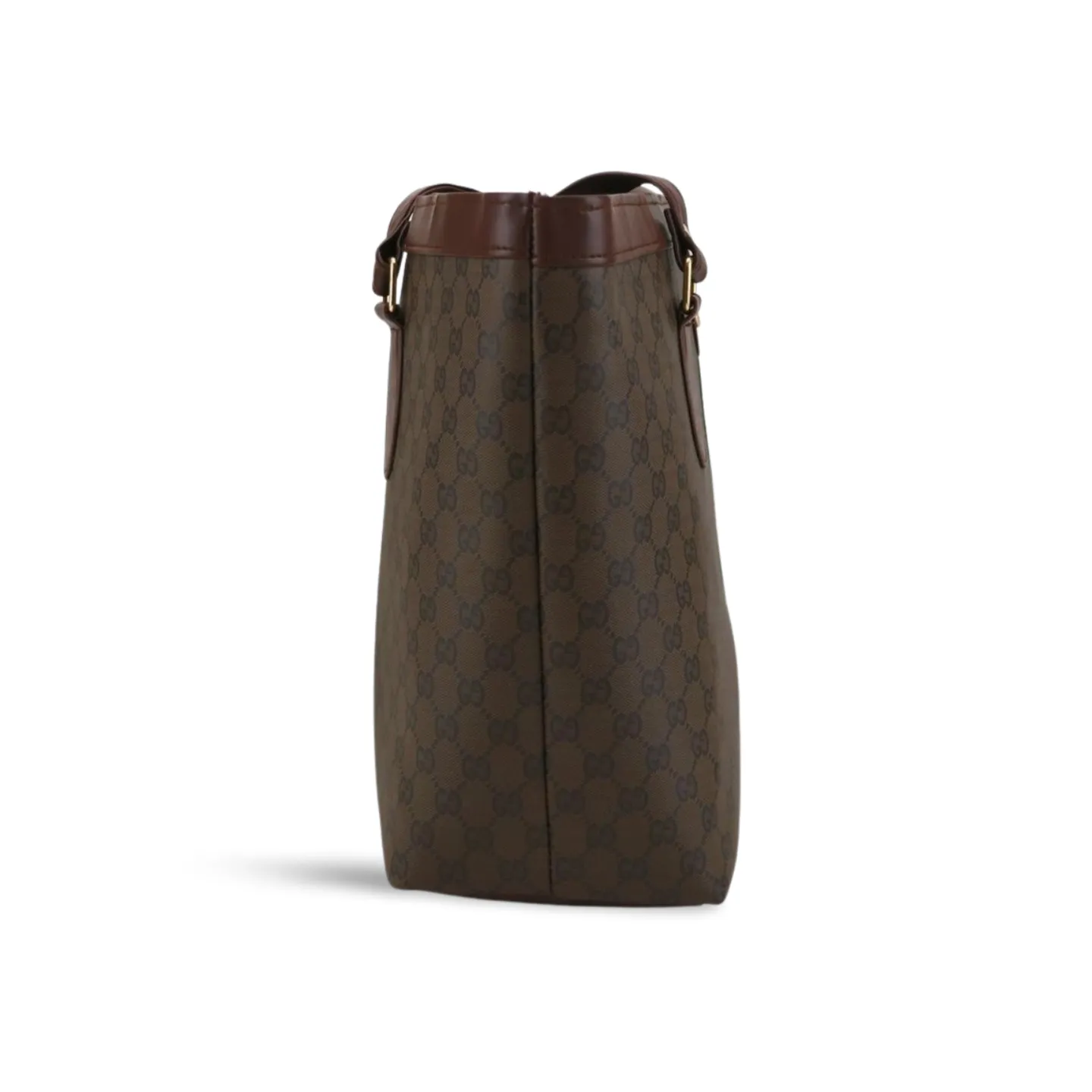 Spacious Brown Canvas Tote Bag with Web Stripe Design