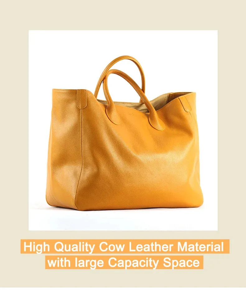 Spacious Genuine Leather Shopper Tote