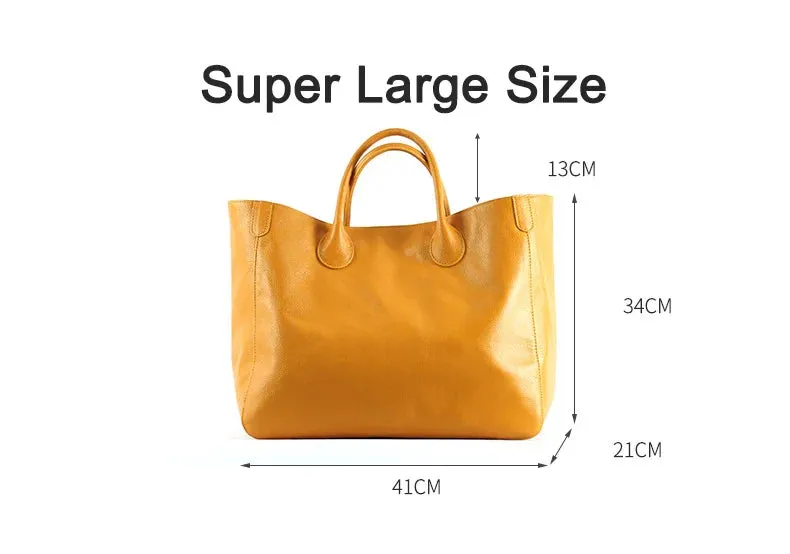 Spacious Genuine Leather Shopper Tote