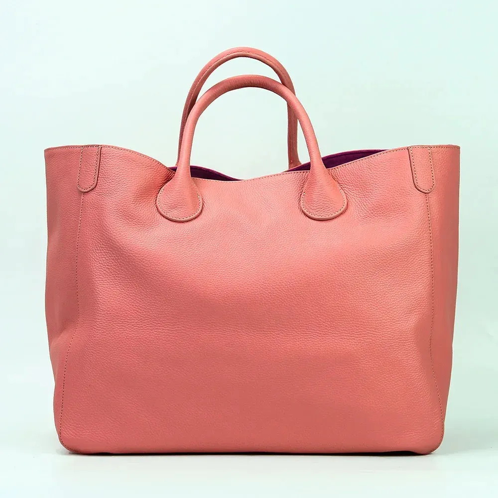 Spacious Genuine Leather Shopper Tote