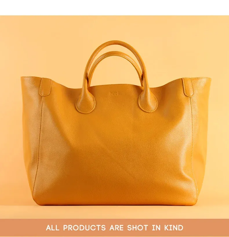 Spacious Genuine Leather Shopper Tote