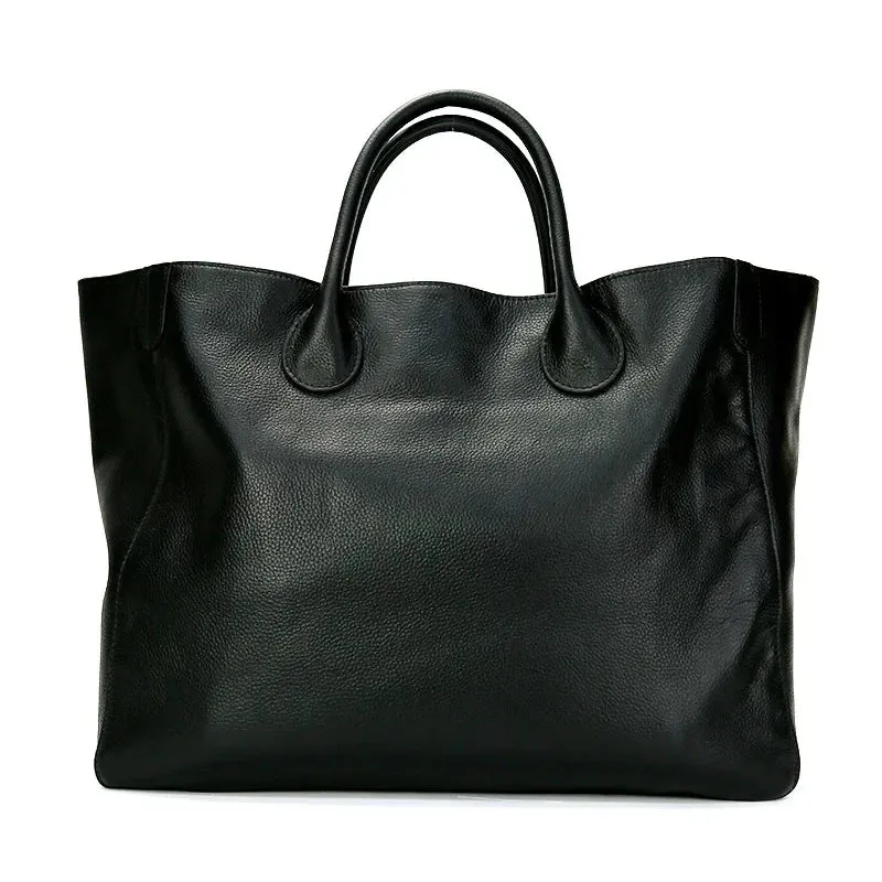 Spacious Genuine Leather Shopper Tote