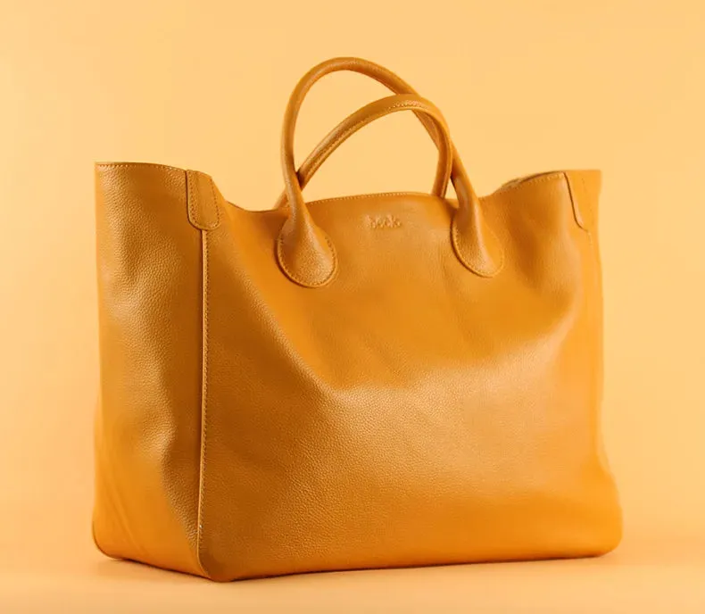 Spacious Genuine Leather Shopper Tote