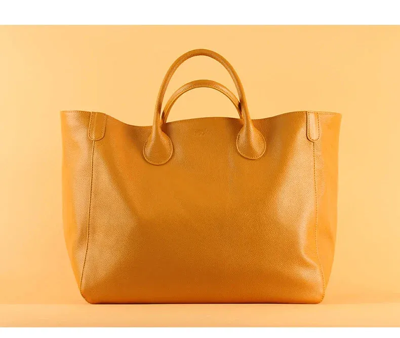 Spacious Genuine Leather Shopper Tote