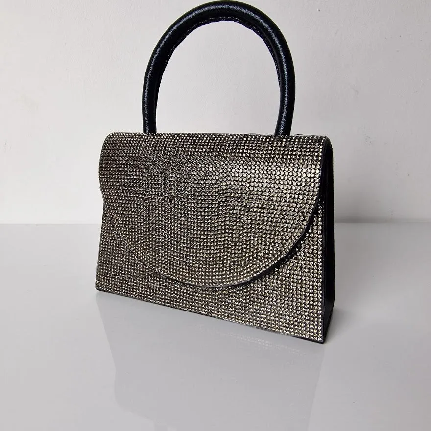 Sparkly Black Diamante Mini Grab Bag