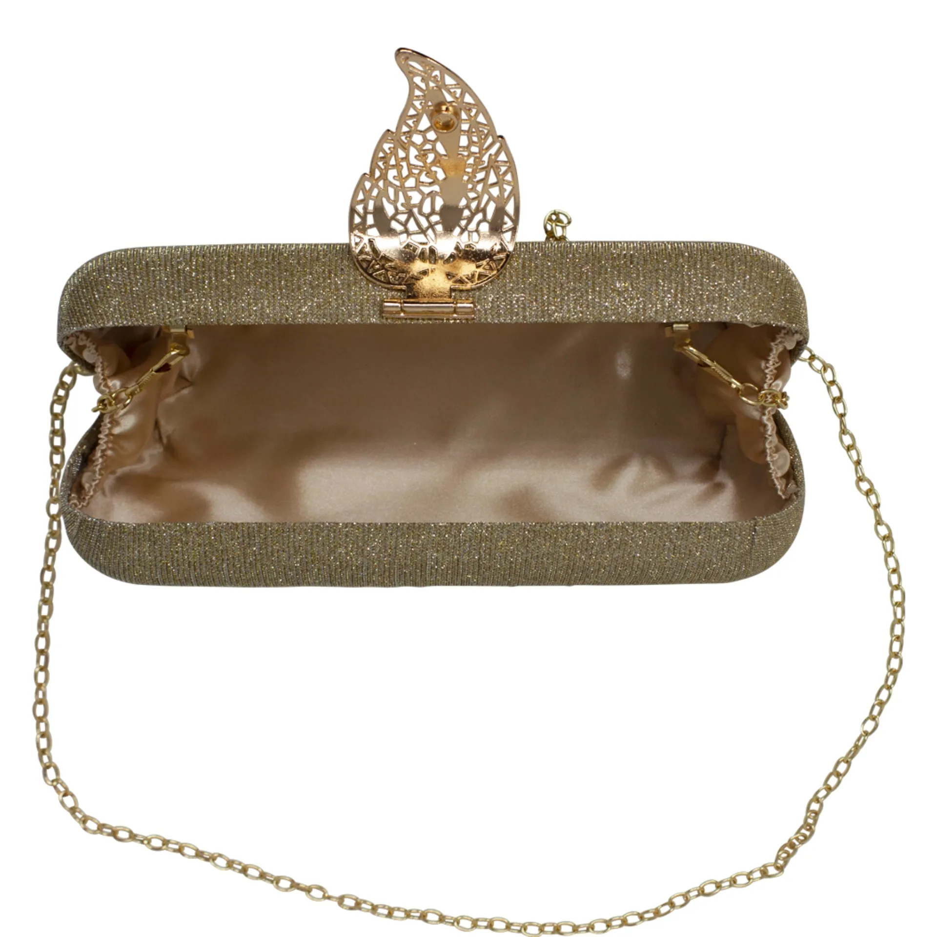 Sparkly Gold Leaf Shimmery Gold Clutch