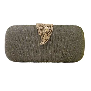 Sparkly Gold Leaf Shimmery Khaki Clutch