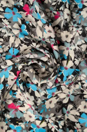 Splendid Multicolor Tiny Floral Pattern Printed Natural Crepe Silk Fabric