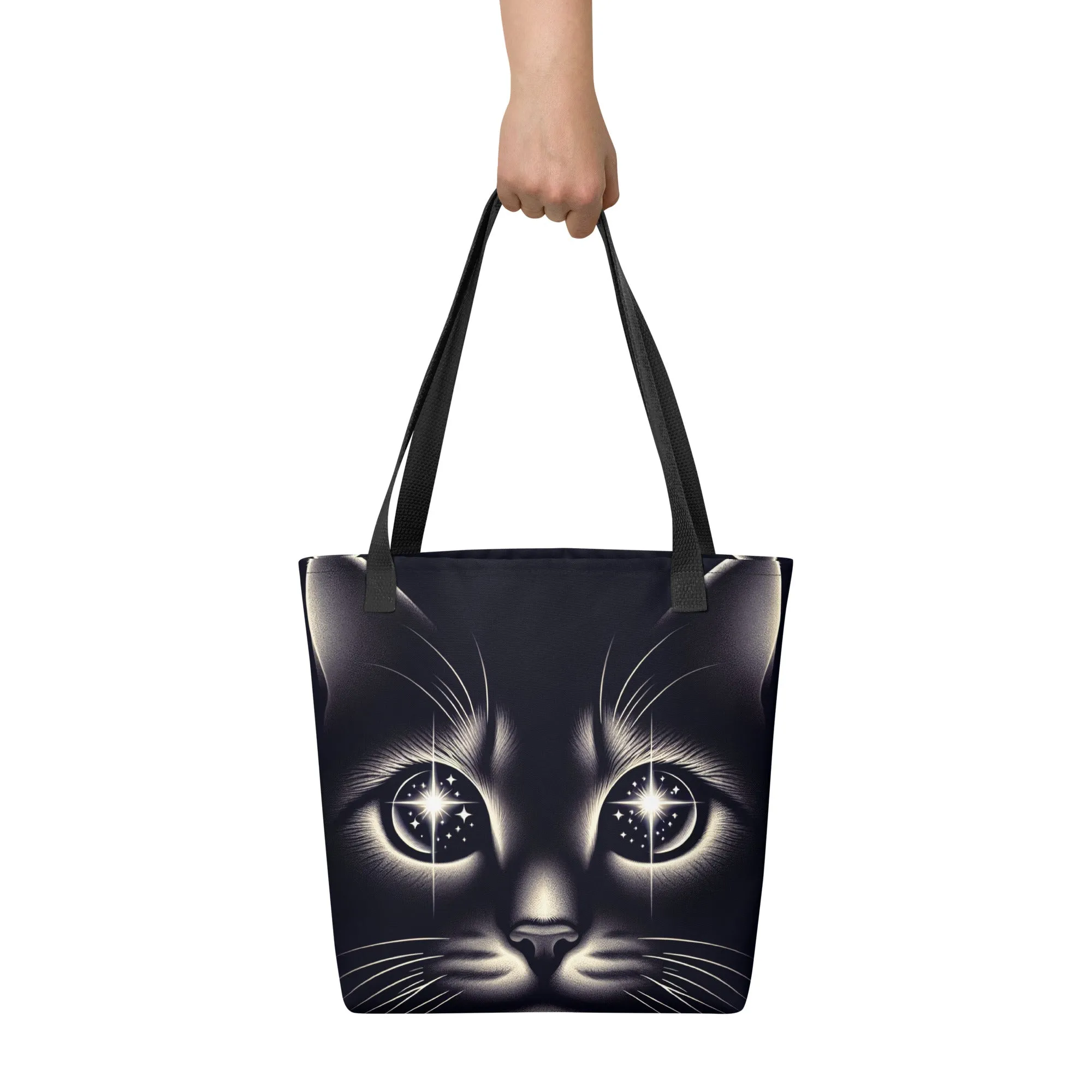 Starlight Cat Tote Bag | Spacious & Trendy | 100% Polyester Fabric | Durable Cotton Handles