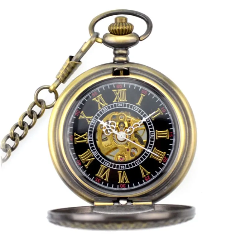 Steampunk Industrial Revolution Design Pocket Watch with Exposed Movement