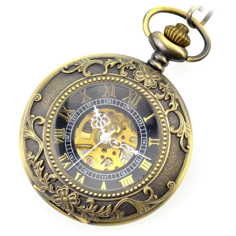 Steampunk Industrial Revolution Design Pocket Watch with Exposed Movement