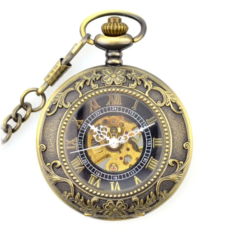 Steampunk Industrial Revolution Design Pocket Watch with Exposed Movement