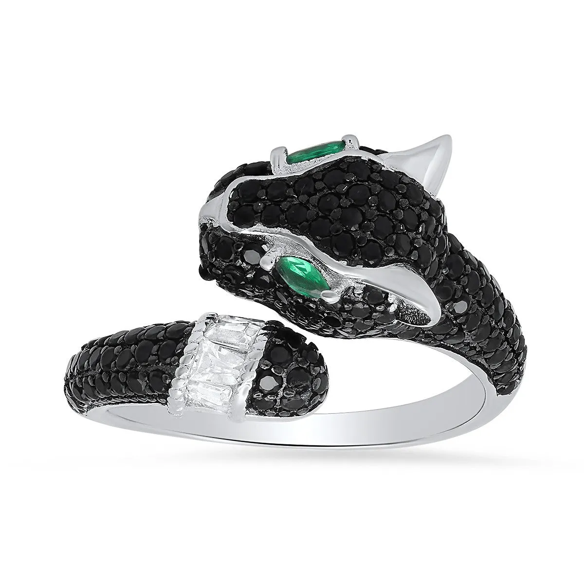 Sterling Silver Black Panther CZ Ring