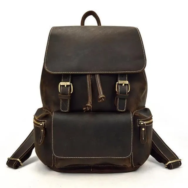 Stylish Leather Backpacks Laptop School Bag Mens Womens