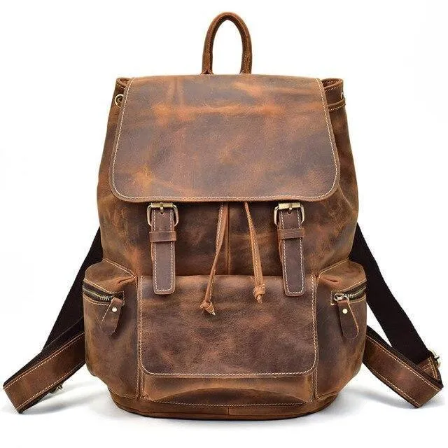 Stylish Leather Backpacks Laptop School Bag Mens Womens