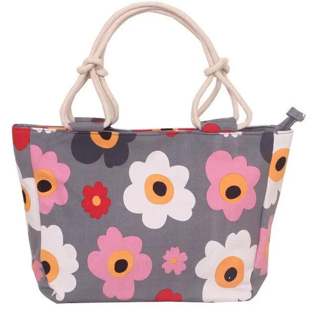 Summer Fashion Folding Women Tote  Flower Printing Beach Bag