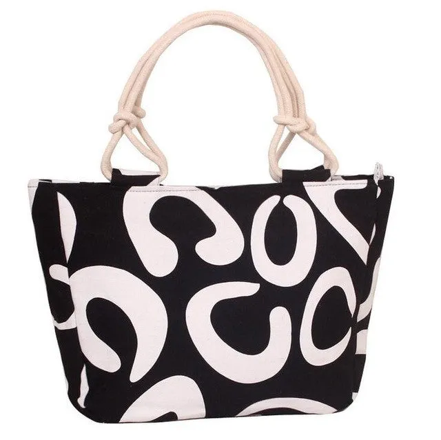 Summer Fashion Folding Women Tote  Flower Printing Beach Bag