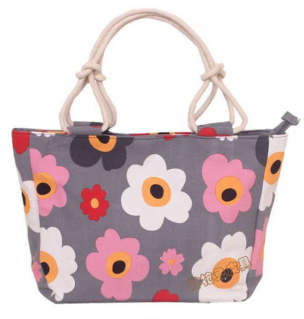 Summer Fashion Folding Women Tote  Flower Printing Beach Bag