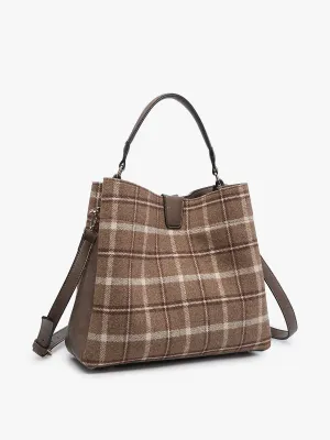 Tati Plaid Satchel - Coffee Brown Plaid