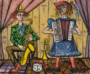 The Musical Clowns (Les Clowns Musiciens) - Bernard Buffet - Expressionist Painting