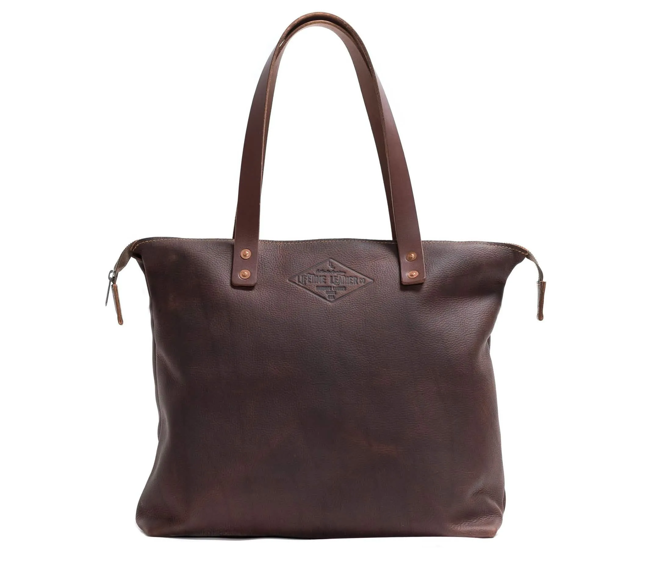 Timeless Elegance: Customizable Handmade Leather Tote - Pebble