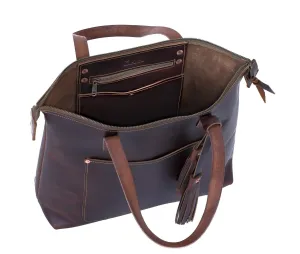 Timeless Elegance: Customizable Handmade Leather Tote - Pebble