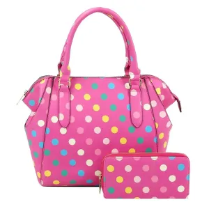 Trendy Pink Handbag Set: Polka Dot Print for Stylish Women