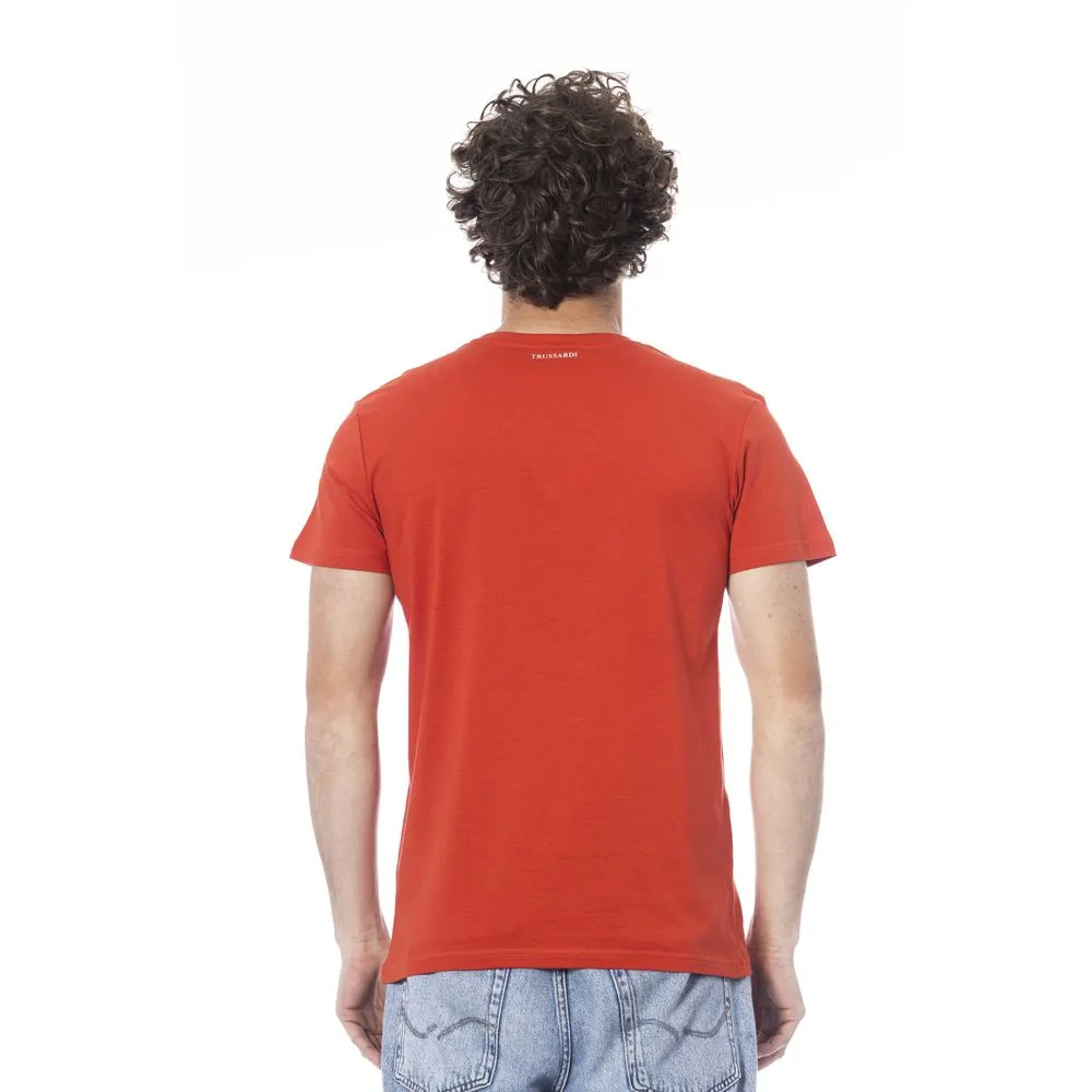 Trussardi Beachwear Red Cotton Men T-Shirt