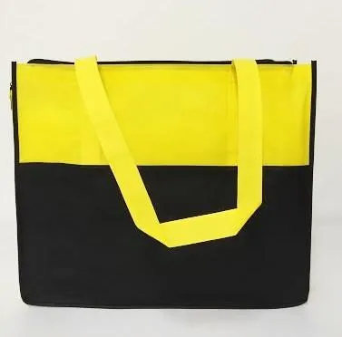 Two Tone Polypropylene Large Zippered Tote Bag