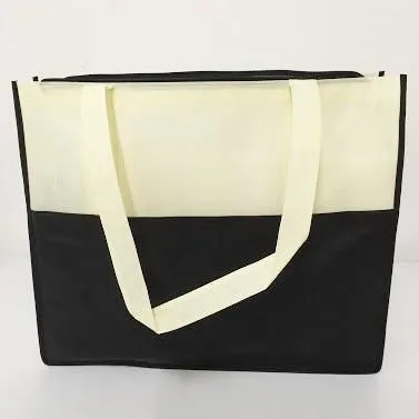 Two Tone Polypropylene Large Zippered Tote Bag