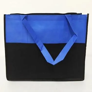 Two Tone Polypropylene Large Zippered Tote Bag