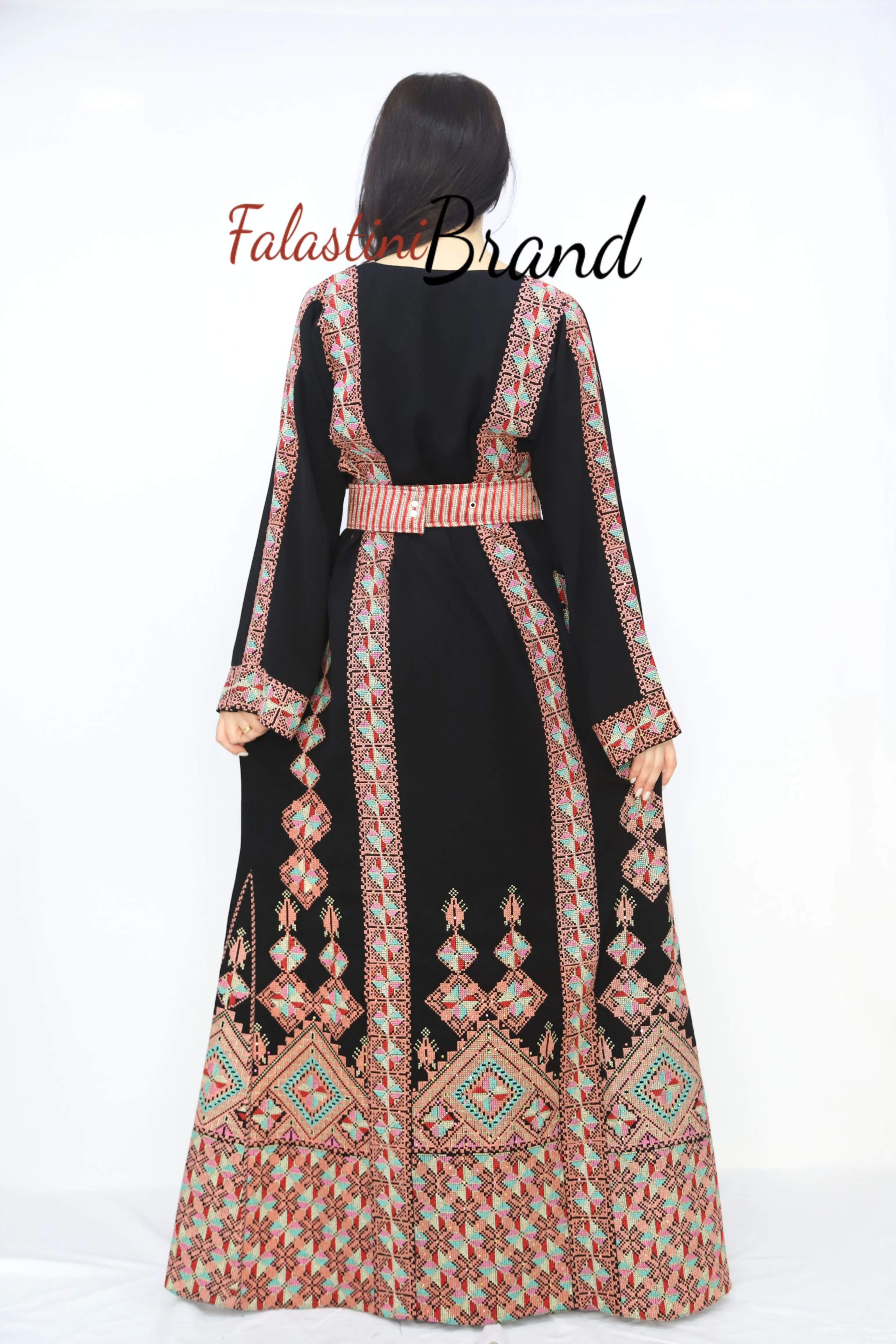 Unique Diamond Pink Embroidered Palestinian Thobe Dress