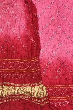 Vibrant Red & Pink Bandhani Gajji Silk Suit Set