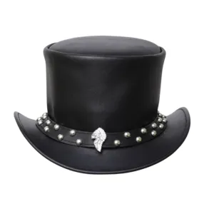 Western Steampunk Black Leather Top Hat