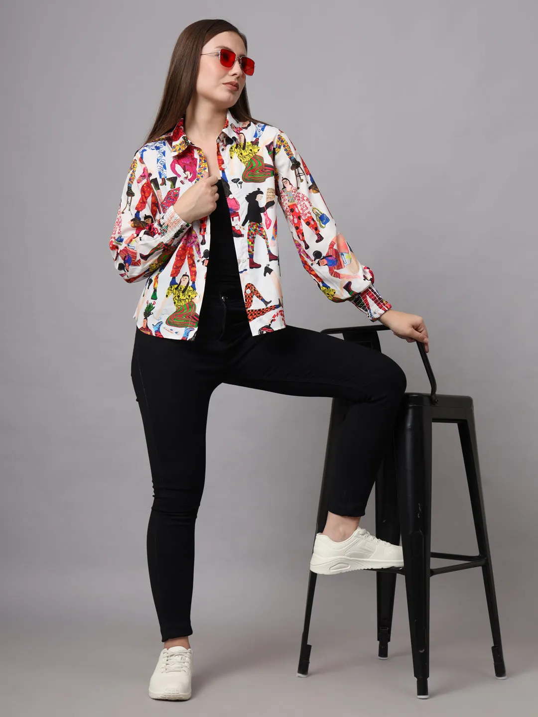 Women Classic Slim Fit Floral Opaque Printed Casual Shirt